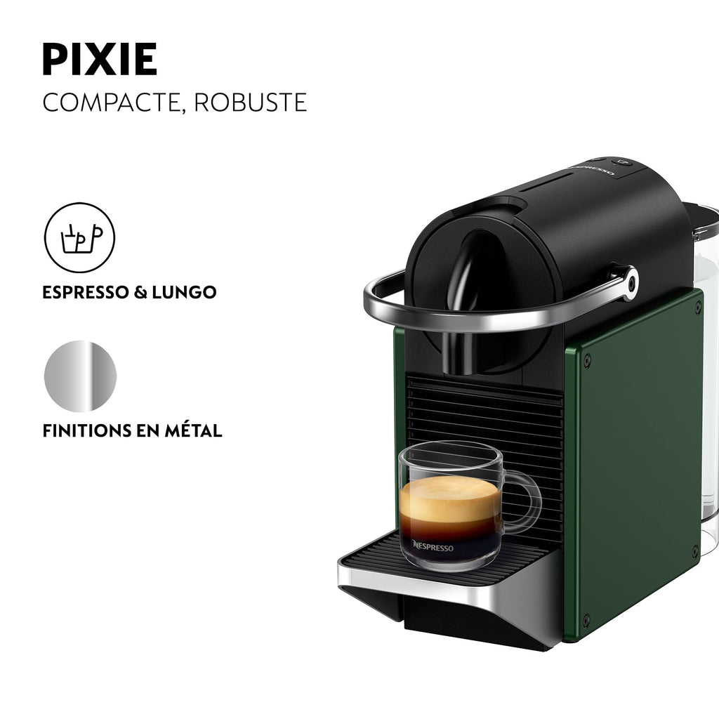 Cafetière Pixie Vert Foncé, Compacte et Design Métal